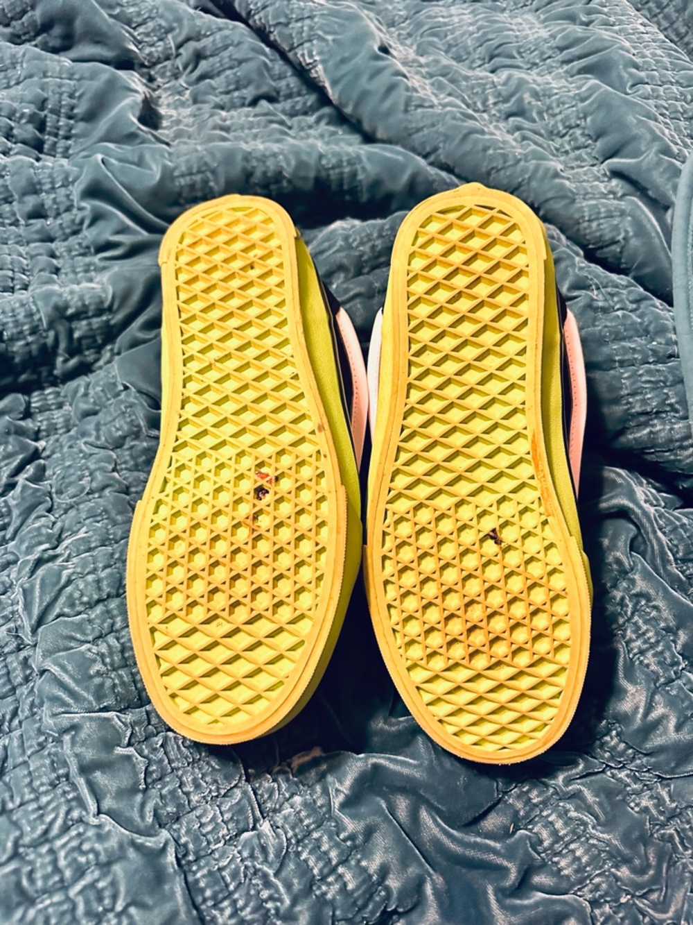 Vans Black Sneakers with Neon Pink Laces and Neon Green Trim - Picture 6 of 6